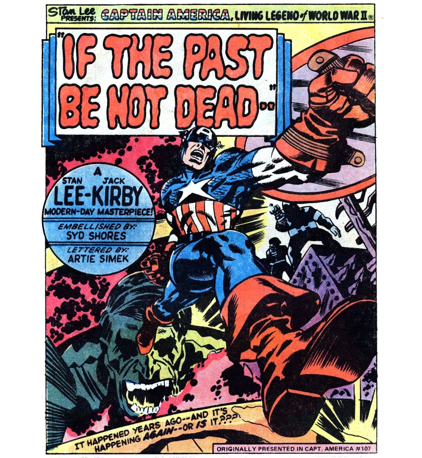 Dynamic splash page of Captain America leaping toward the reader Dynamic splash page of Captain America leaping toward the reader